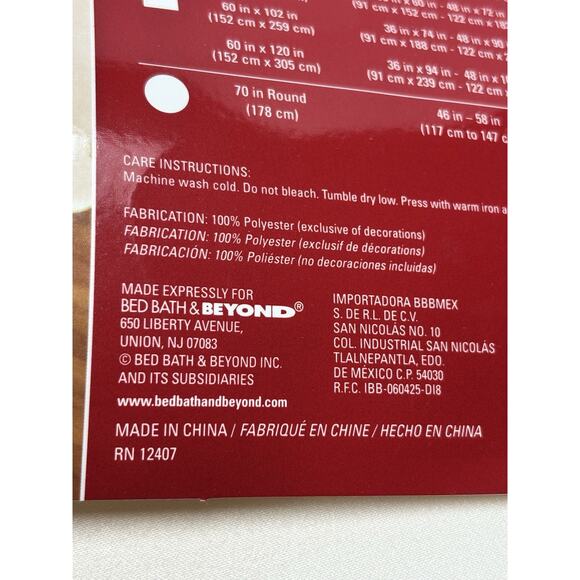 Bed Bath & Beyond "Christmas Spirit" Holiday Tablecloth 60 X 84 Oblong Ivory NEW - Picture 6 of 6